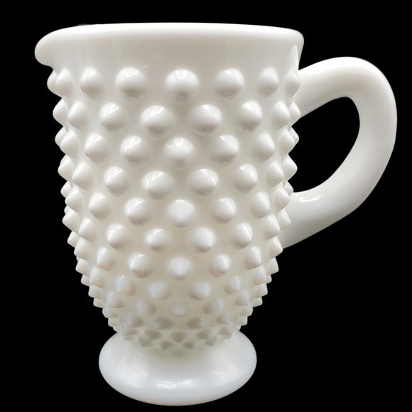 Vintage Fenton Hobnail White Milk Glass 2 pc Creamer & Open Sugar Bowl Set 3.5" - Picture 2 of 8
